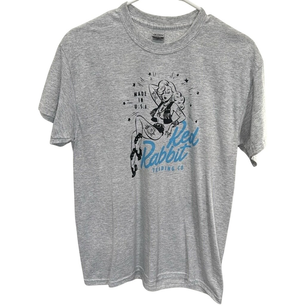 Red‎ Rabbit Trading Company Heather Gray Tattoo Cowgirl Medium Tee